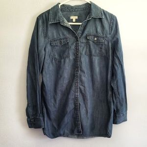 Talbots Button Chambray Top Shirt Small